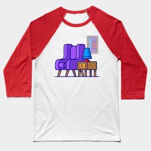 Sofa, Corner Table, And Lamp Cartoon Baseball T-Shirt